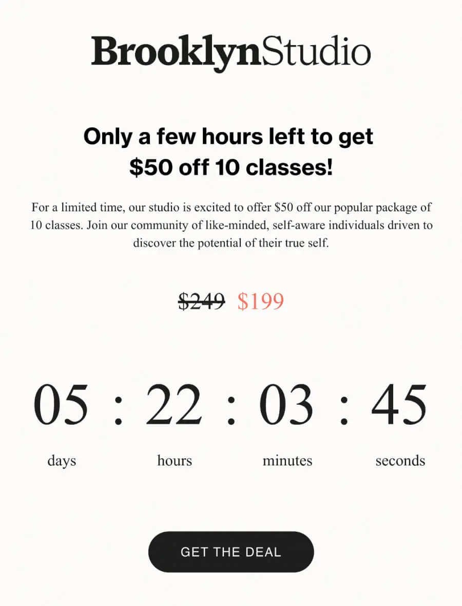Simple countdown offer