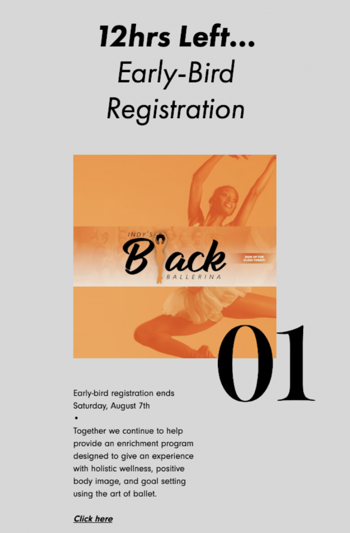 Early-bird registration email