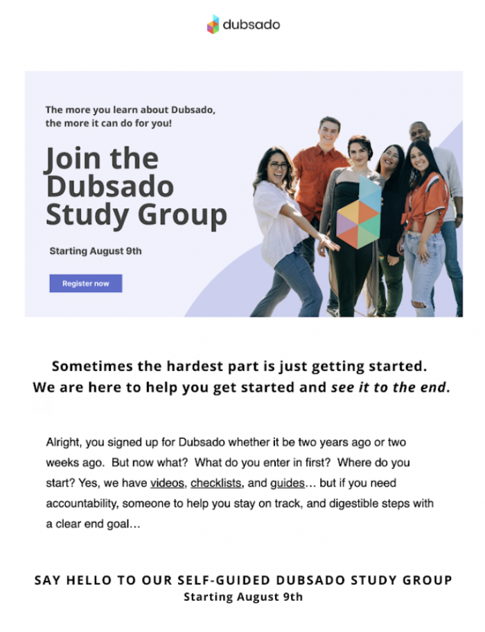 Cohort email by dubsado
