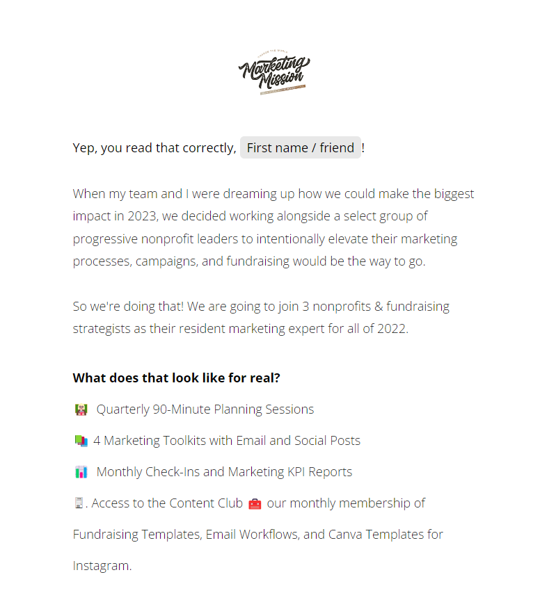 Marketing Mission newsletter