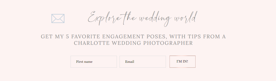 wedding photographer lead magnet email