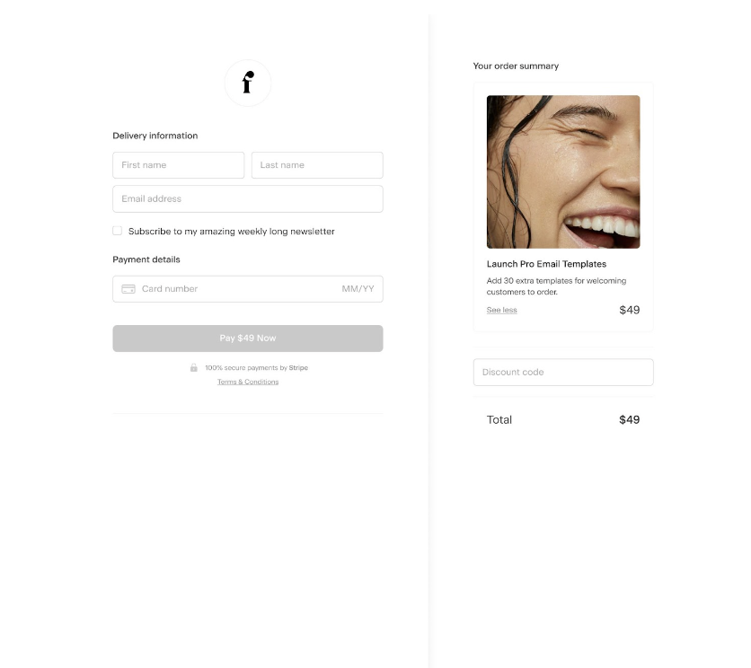 Flodesk checkout page