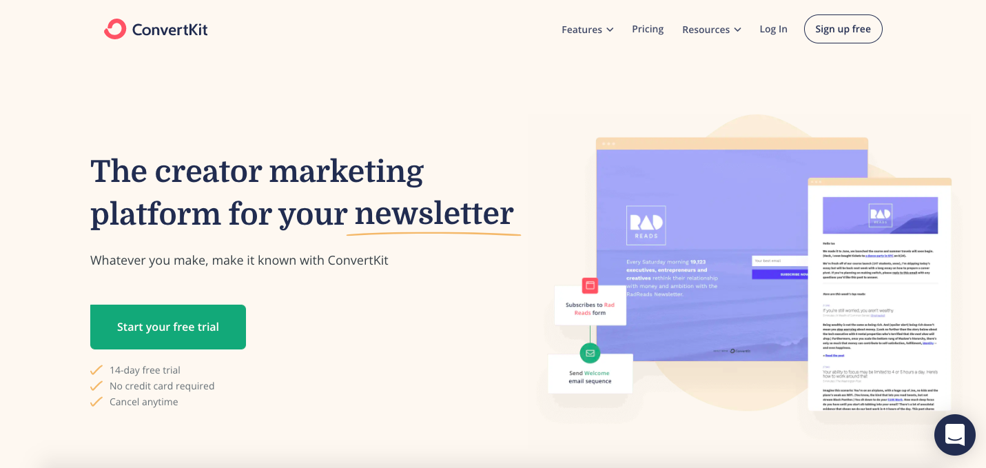 ConvertKit interface