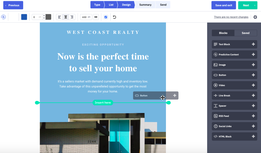 ActiveCampaign editing interface