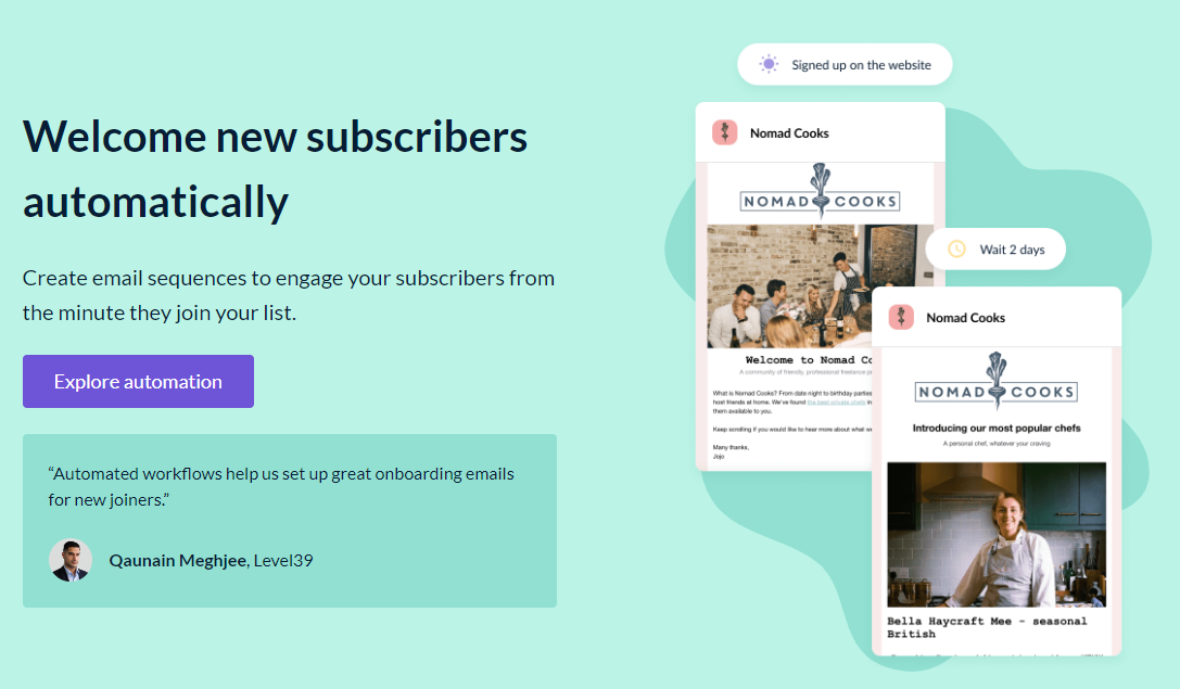 Screenshot of EmailOctopus' website interface