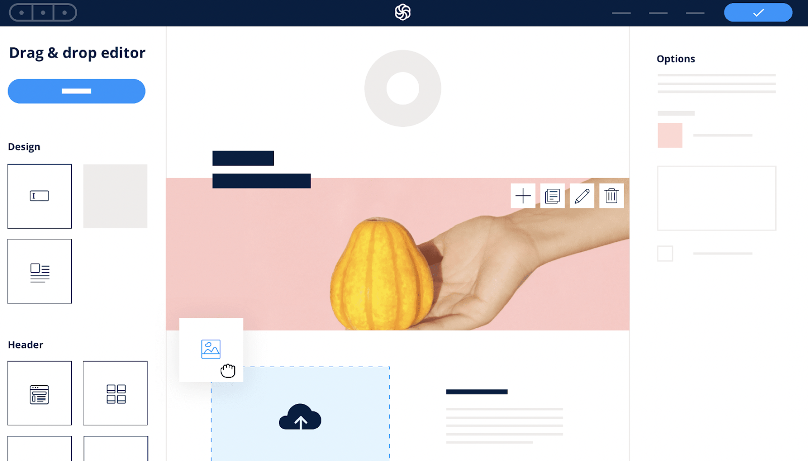 Screenshot of Sendinblue email builder