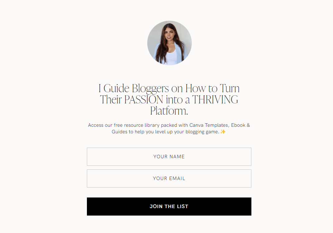 the blog social link in bio freebie newsletter