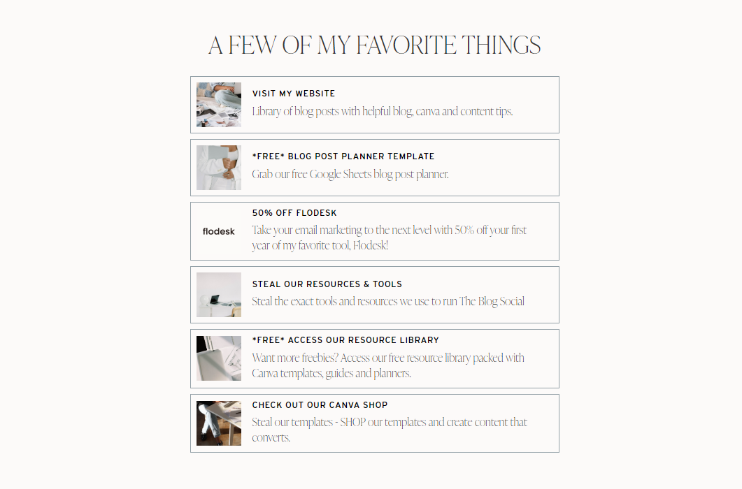 the blog social link in bio link list freebie canva template