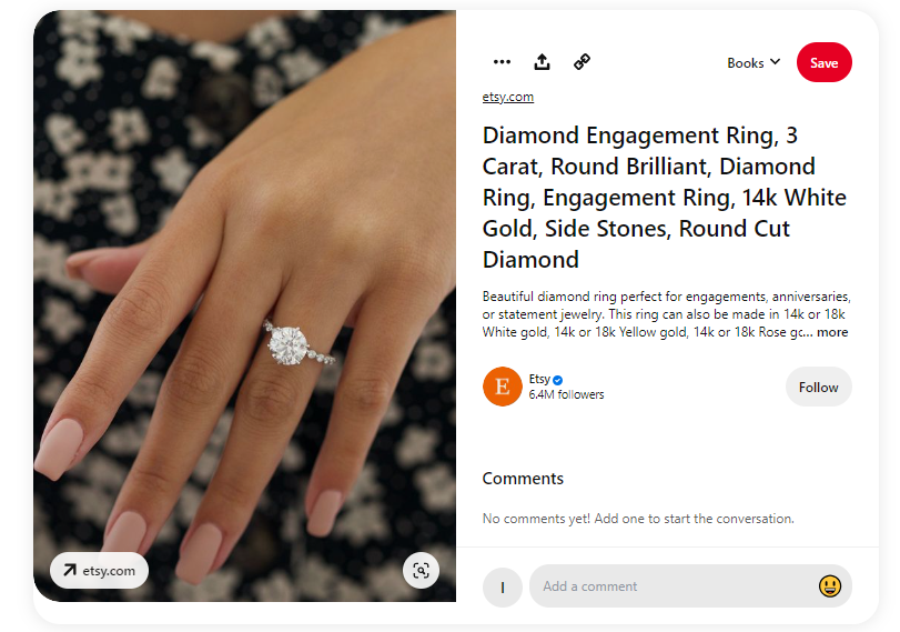 example of a rich pin on Pinterest