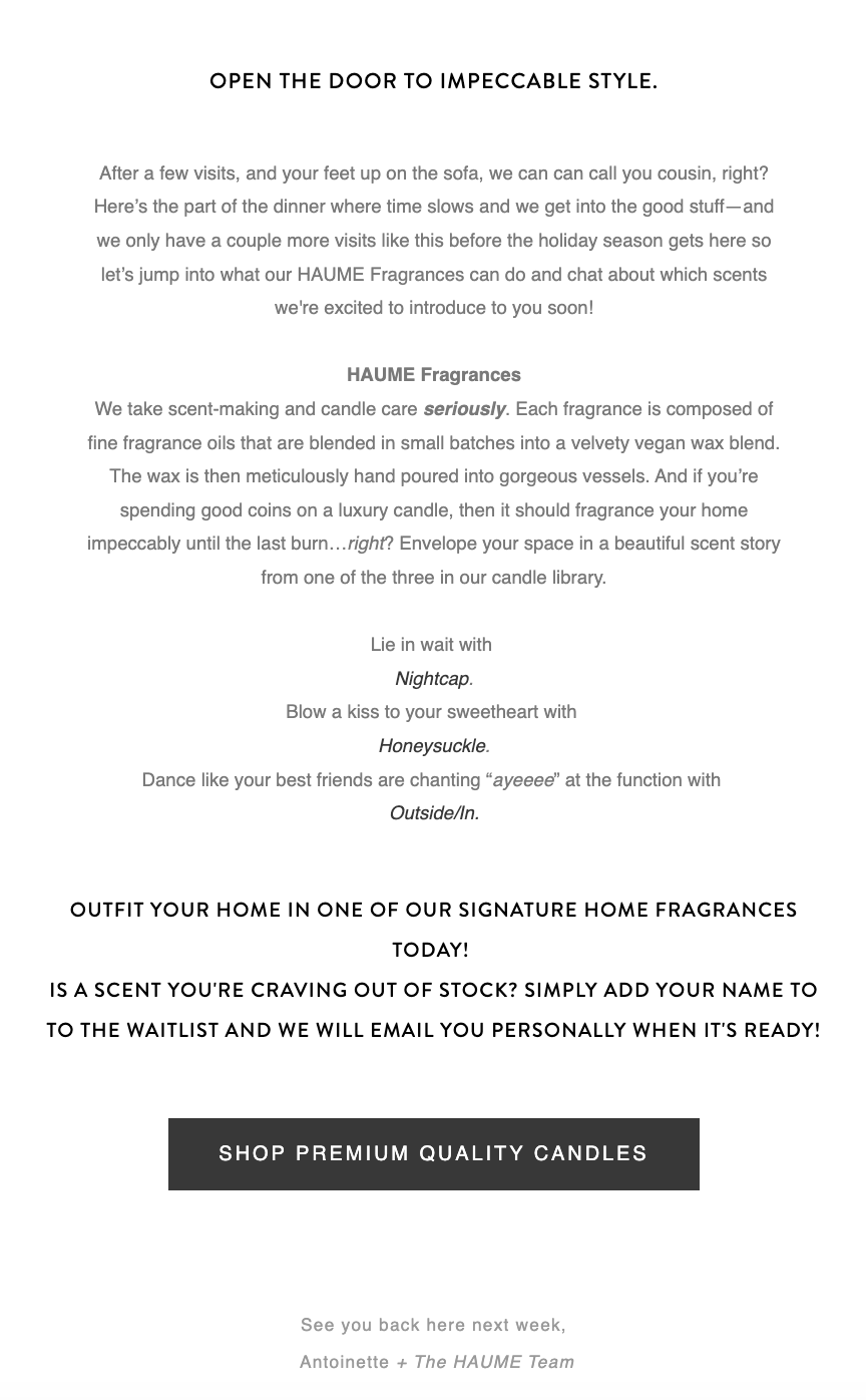 HAUME Sales Email
