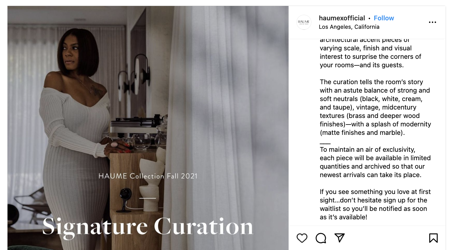 HAUME Social media example