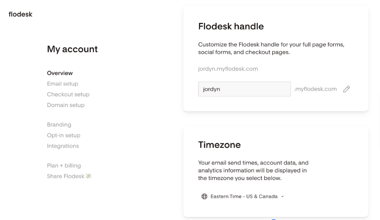 Flodesk Handle UI