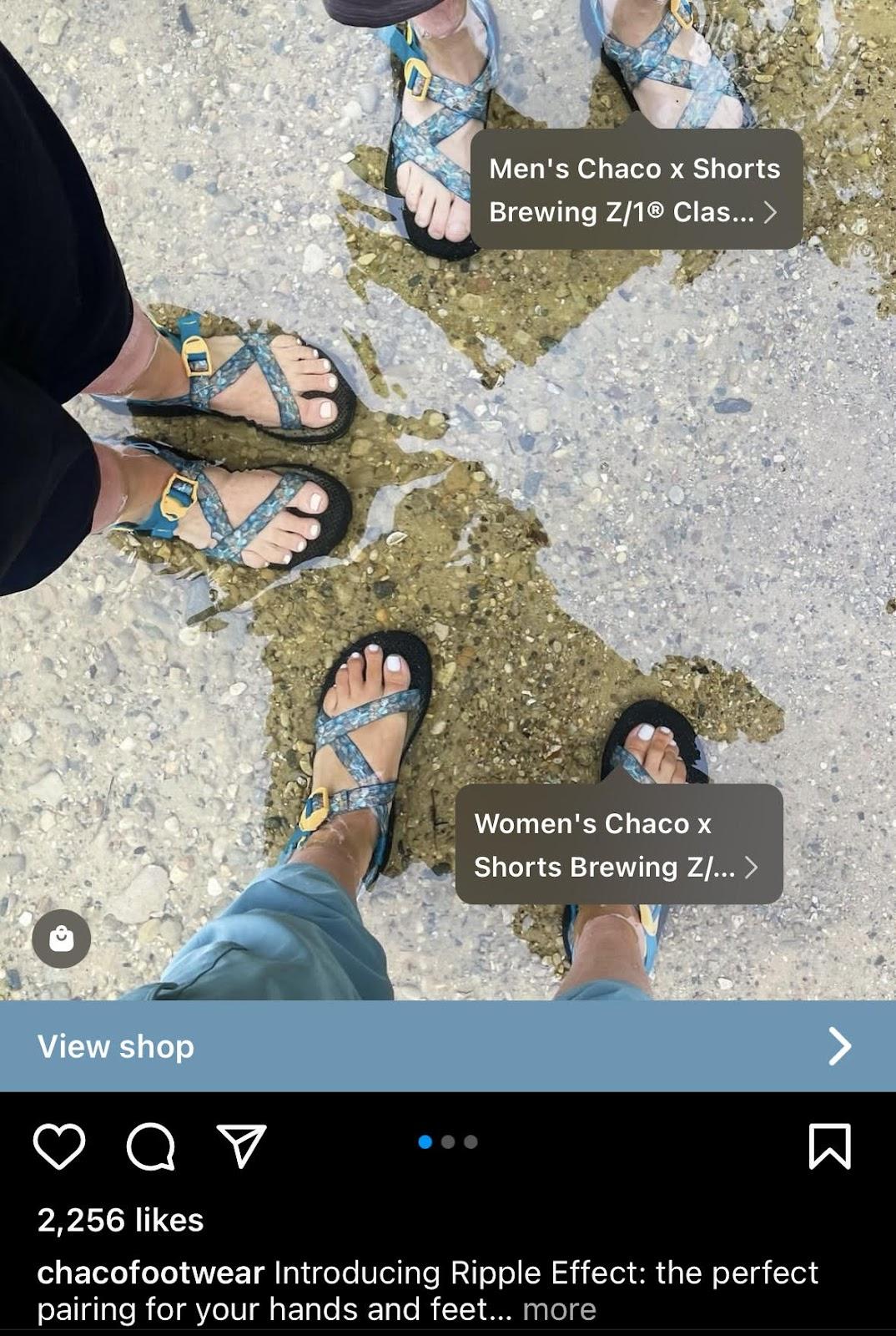 Product tagging example by Chaco footwear