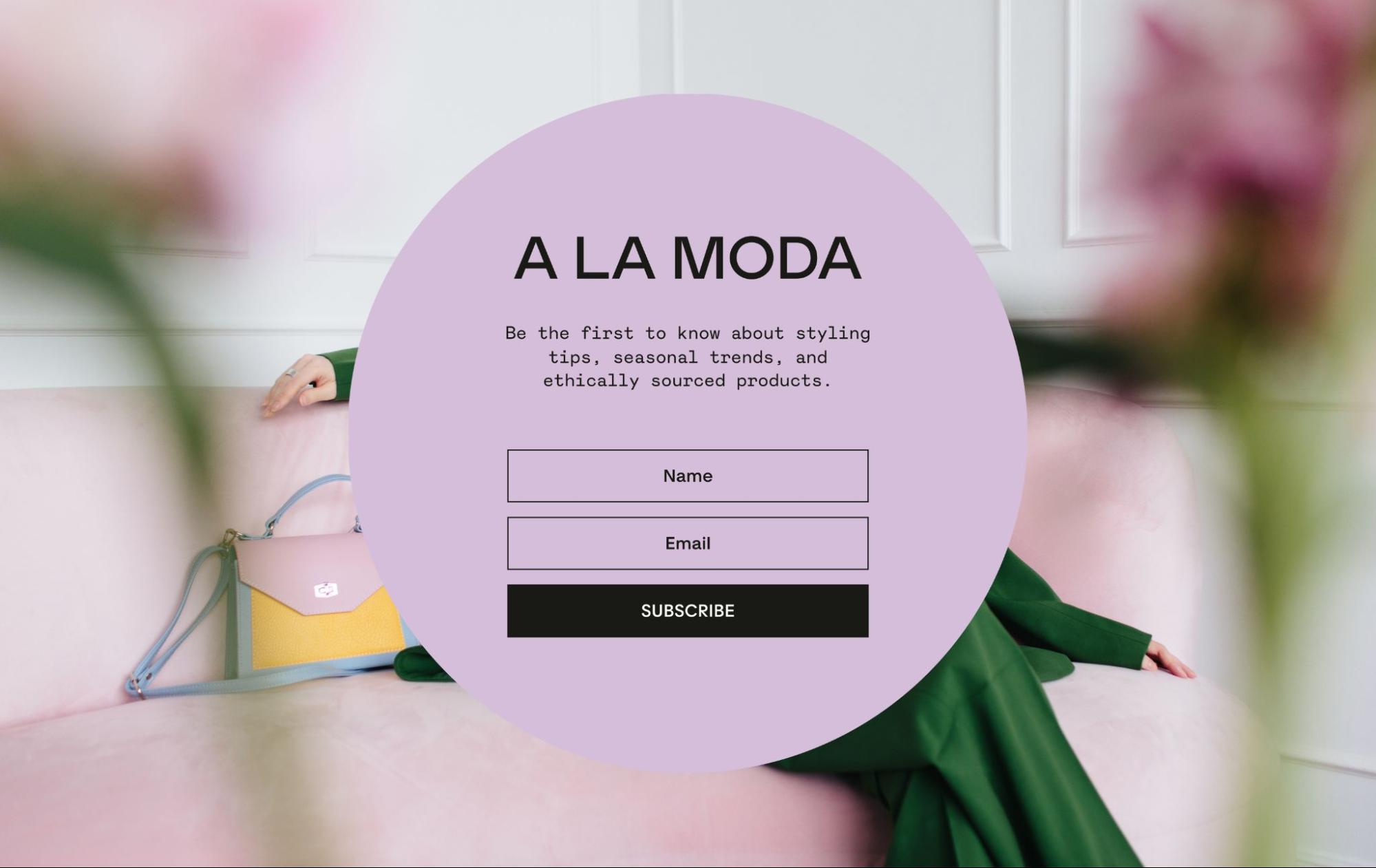 A la moda popup form
