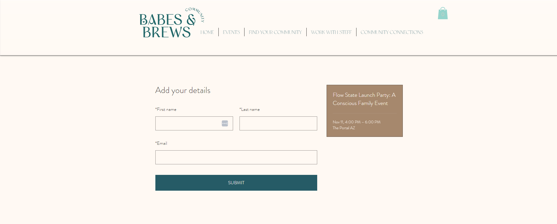 Babes&Brews registration form