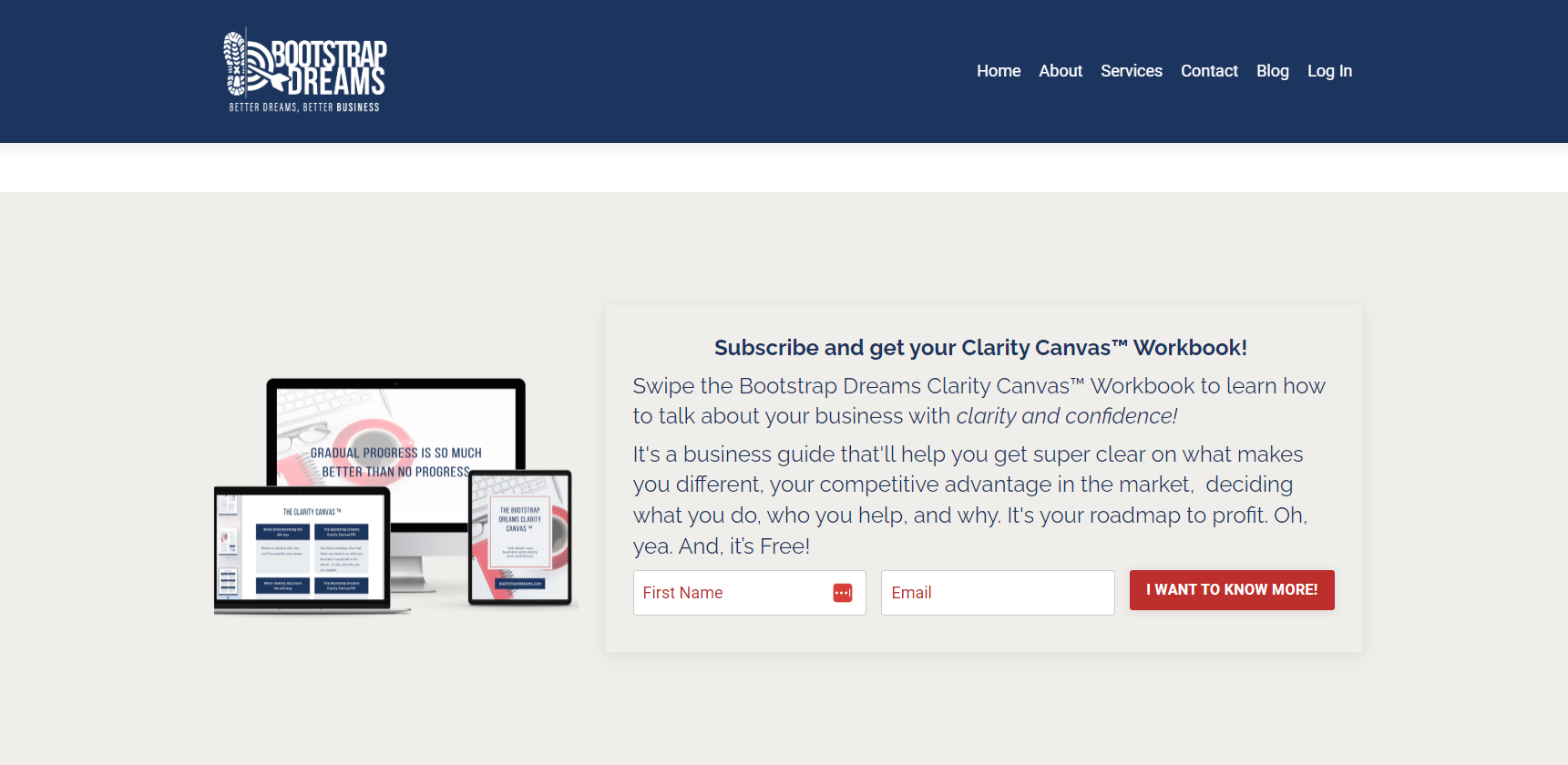 Boostrap dreams lead gen form