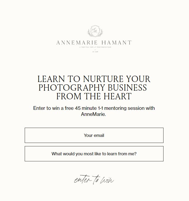 Annemarie Hamant lead form example