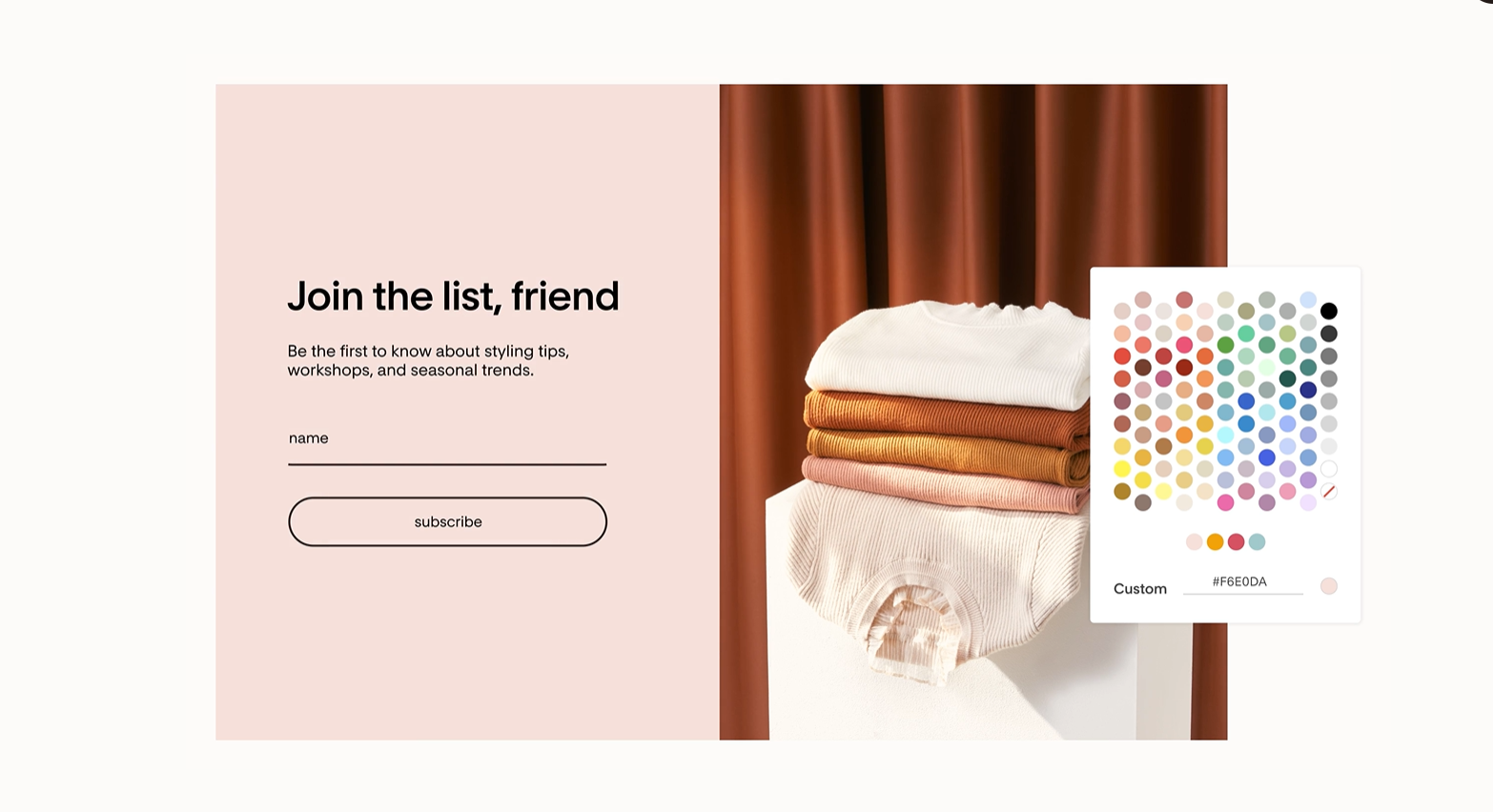 Flodesk join the list form font options