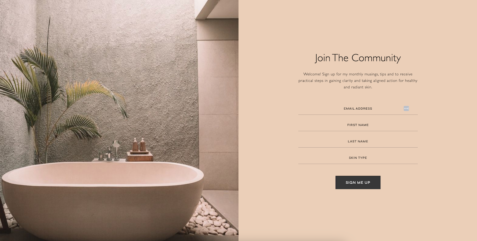 minimal email beauty with bathtub