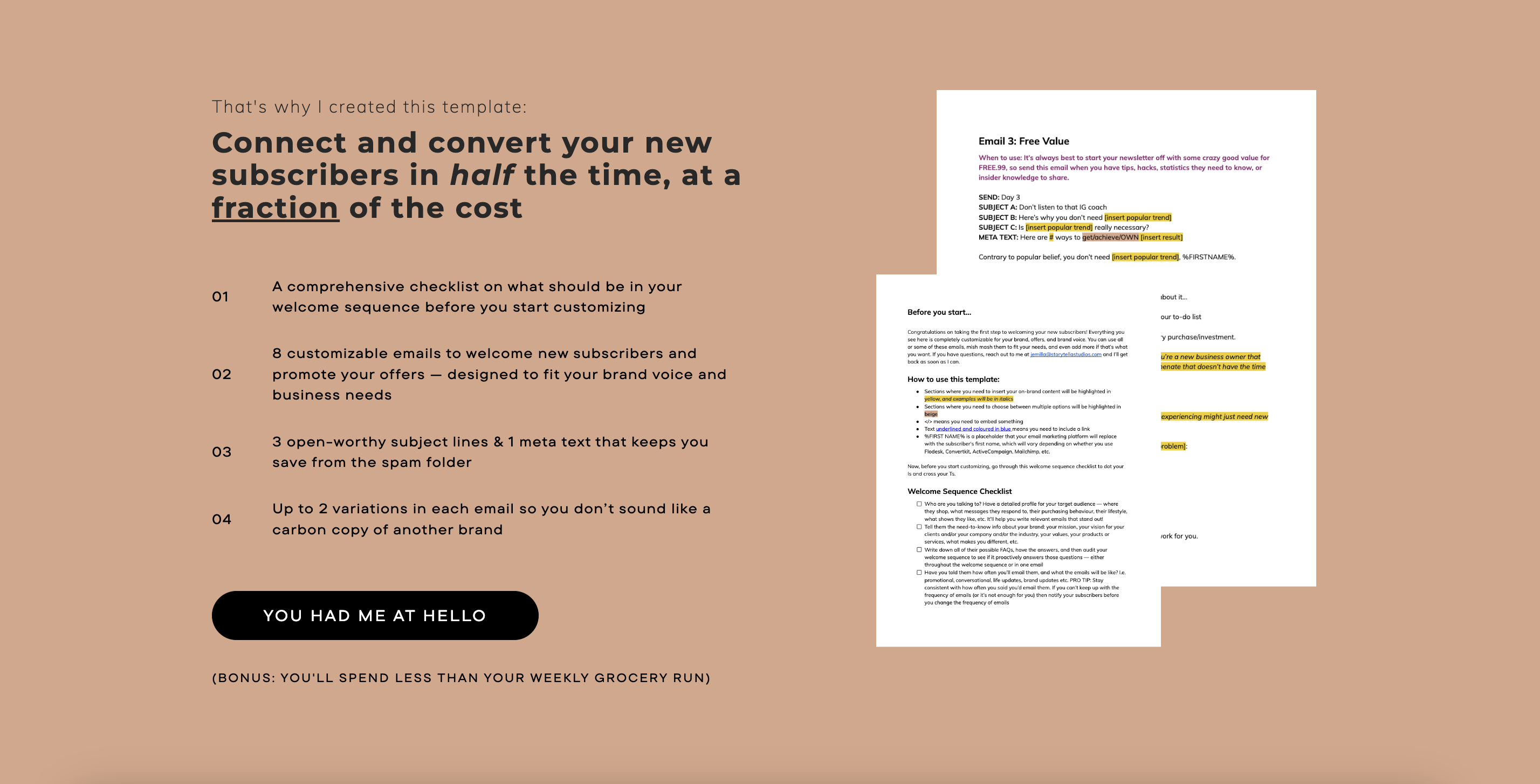 Jemilla Mills-Smith welcome sequence sales page